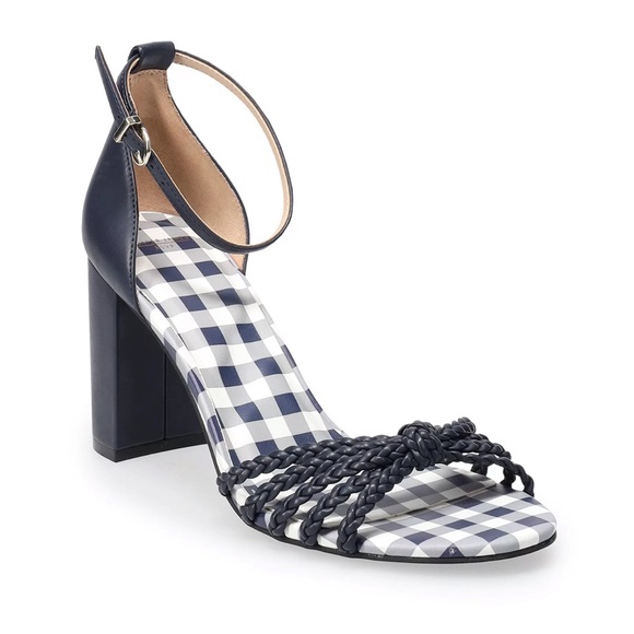 NEW Draper James Elisa Women's Dress Sandals Navy - size 7 - Navy Gingham NWT - Picture 1 of 11